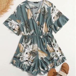 Sold! NWOT Tropical Print Ruffle Hem Romper